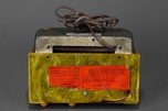 Swirled Catalin &rsquo;Vertical Grill&rsquo; Motorola 52 Radio - Green + Yellow